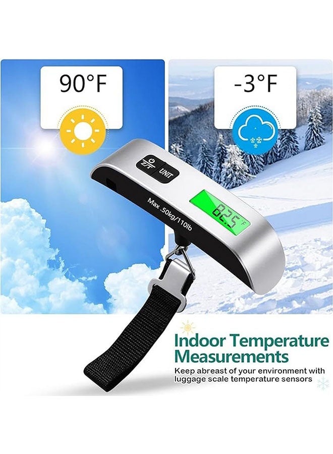 Portable Hanging Digital Luggage Scale for 50kg 110lb, Handheld Baggage Scale for Travel with Battery Operated, Travel Weight Checker, Easy to Read - Image 3